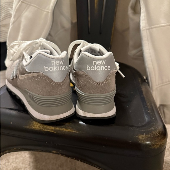 New Balance 574 Classic Gray and White Sneakers - Picture 4 of 4